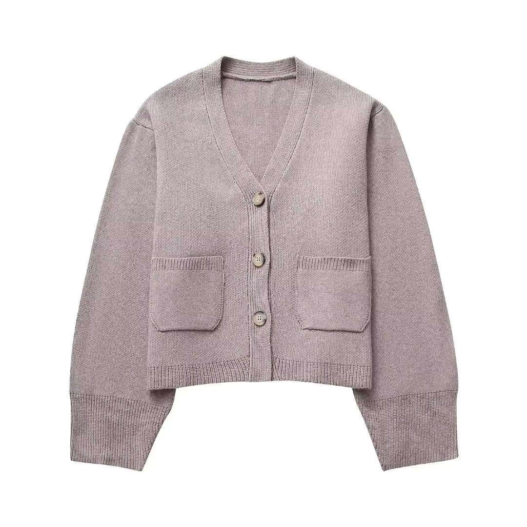 Chique V-hals Gebreide Cardigan