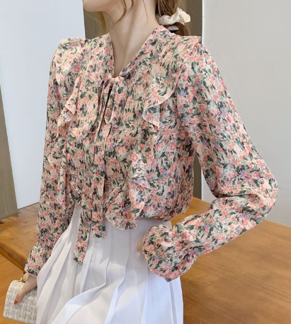 Romantische Bloemen Chiffon Blouse