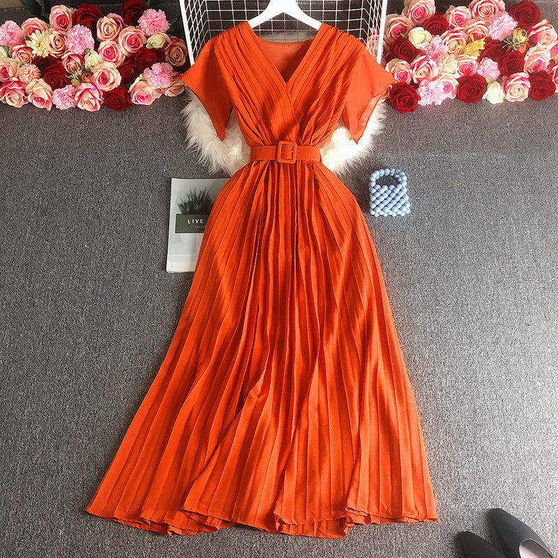 Chique V-hals Jurk in Franse Stijl