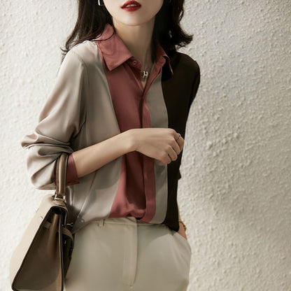Kantoor Streep Chiffon Blouse