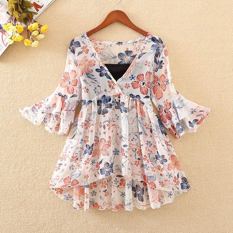 Zomer Bloemen Chiffon Blouse