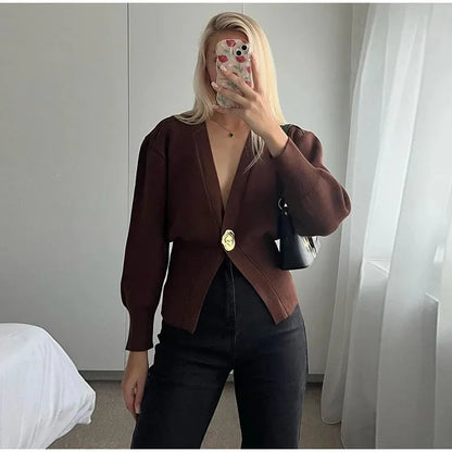 Elegante V-hals Cardigan met Knopen