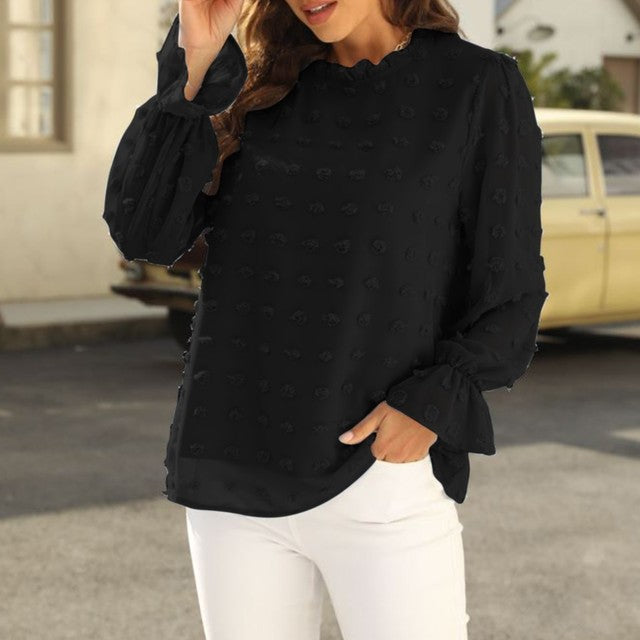 Lente Chiffon Top met Lange Mouwen