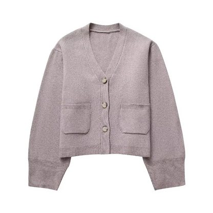 Chique V-hals Gebreide Cardigan