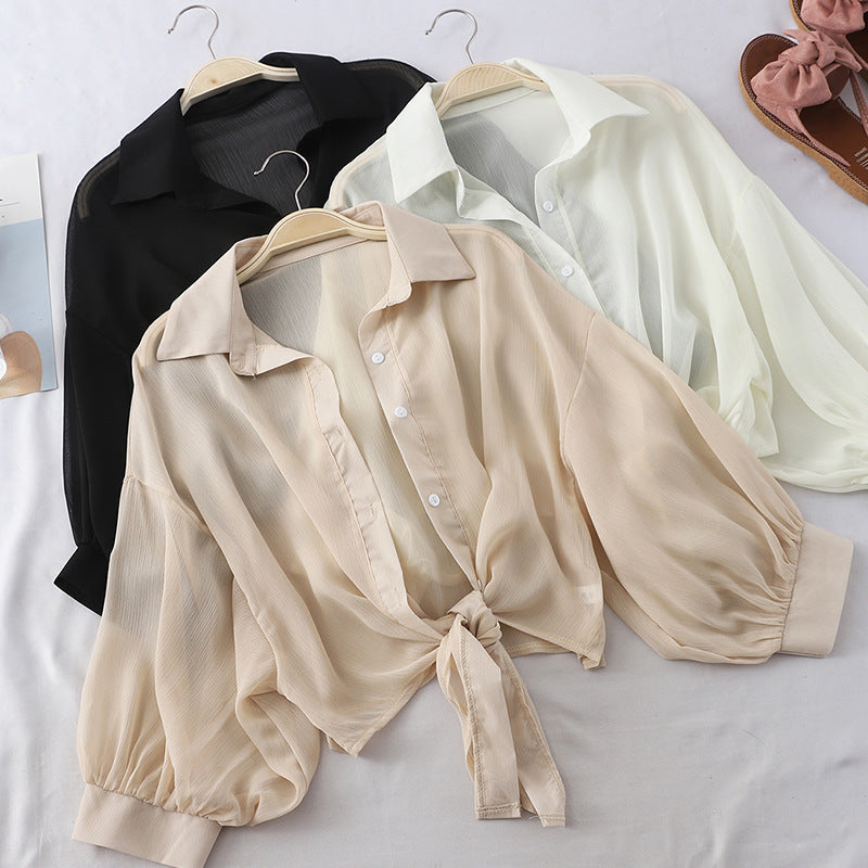 Elegante Cardigan Chiffon Blouse