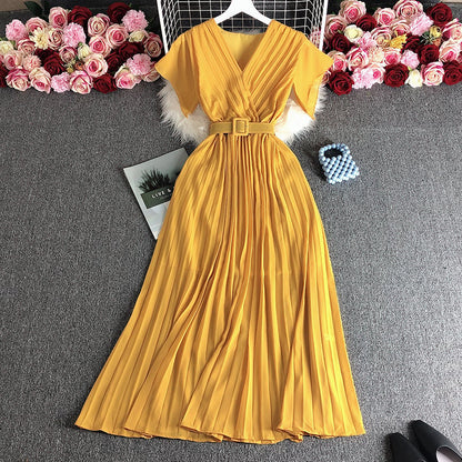 Chique V-hals Jurk in Franse Stijl