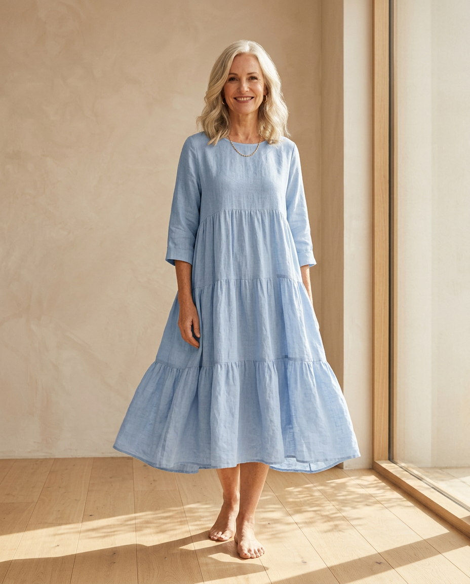Elise Linnenlook Midi Jurk