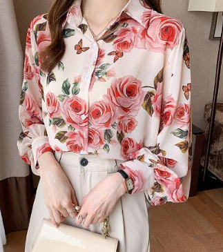 Elegante Rozen Chiffon Blouse