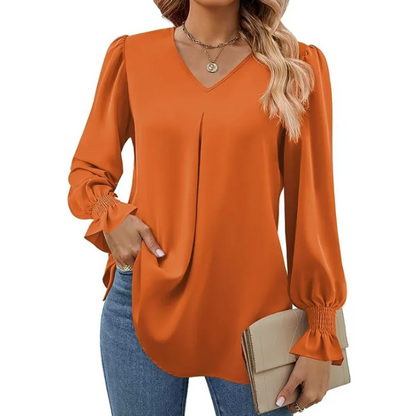 Effen V-hals Chiffon Blouse