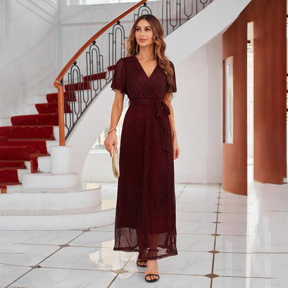 Elegante V-hals Jurk met Bandjes