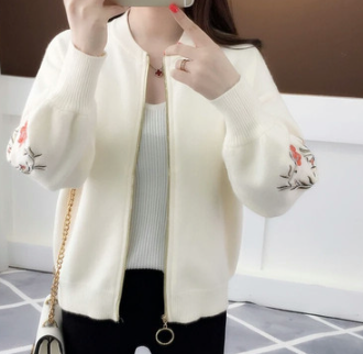 Geborduurde Bomber-stijl Cardigan