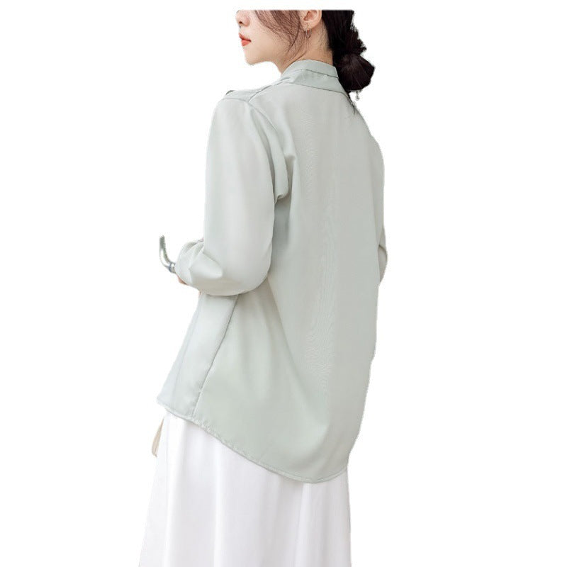 Elegante Satin V-hals Blouse