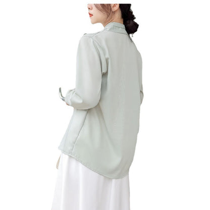 Elegante Satin V-hals Blouse