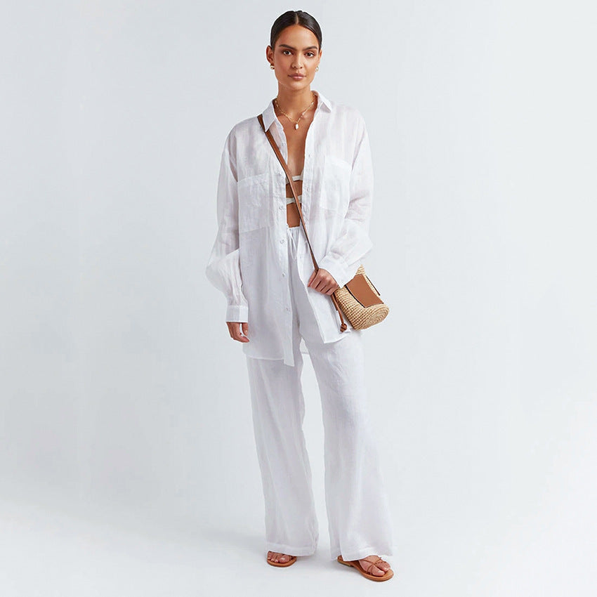 Nathalie Katoenen Zomerset — Blouse & Broek