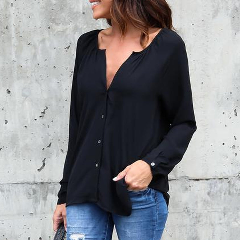 Elegante Geplooide V-hals Blouse