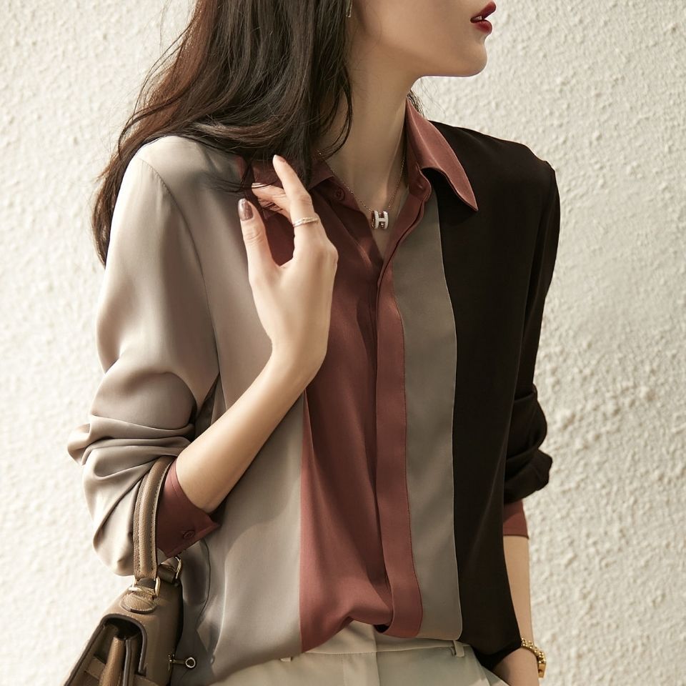 Kantoor Streep Chiffon Blouse