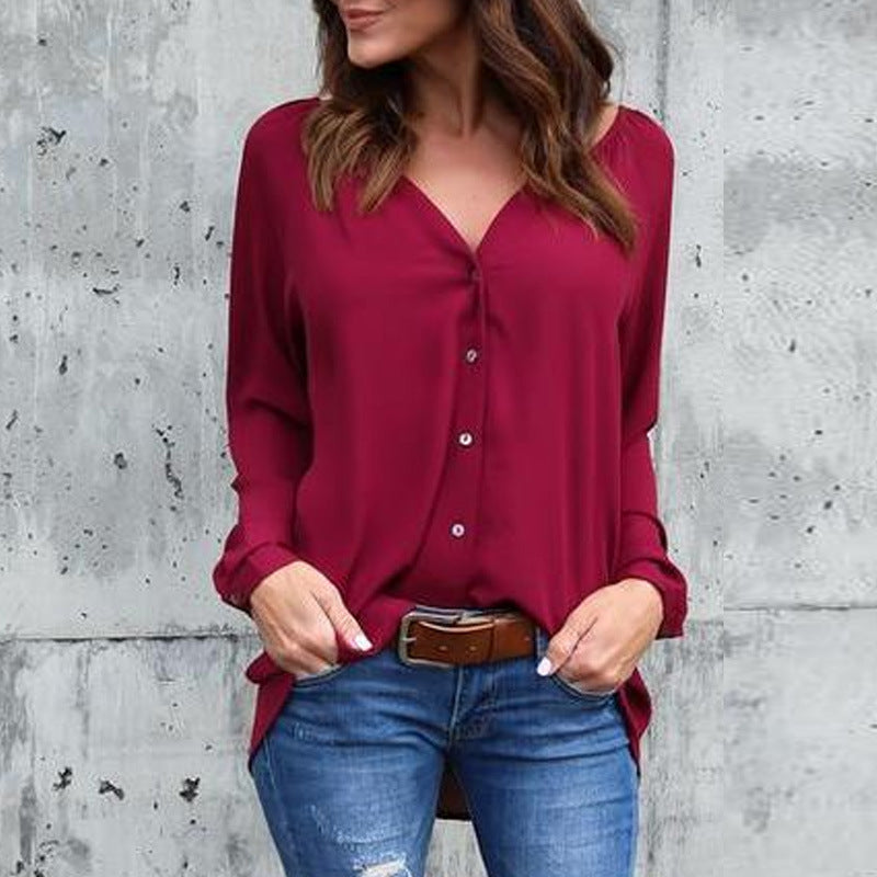 Elegante Geplooide V-hals Blouse