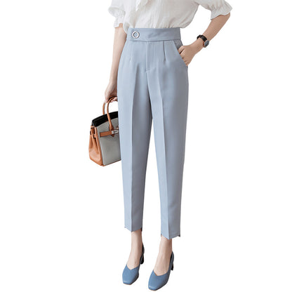 High-Waist Chiffon Cropped Broek