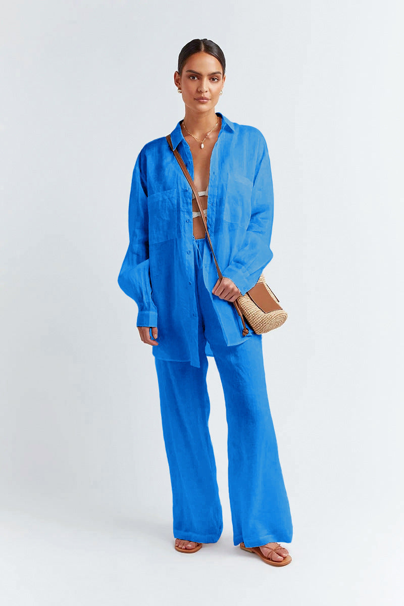 Nathalie Katoenen Zomerset — Blouse & Broek