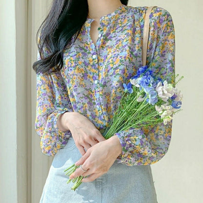 Romantische Bloemen Chiffon Blouse