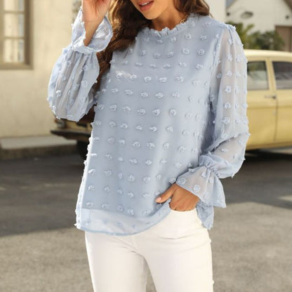 Lente Chiffon Top met Lange Mouwen