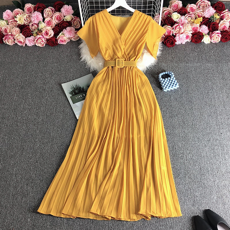 Chique V-hals Jurk in Franse Stijl
