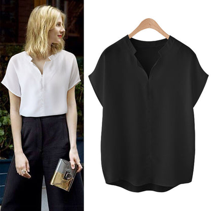Korte Mouwen Chiffon Blouse