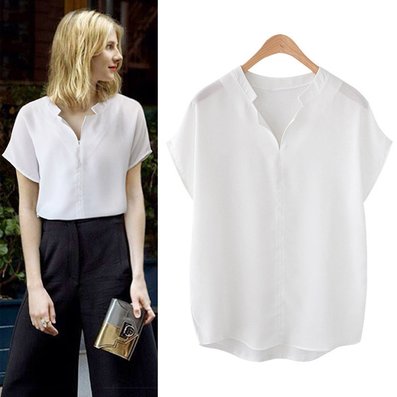 Korte Mouwen Chiffon Blouse