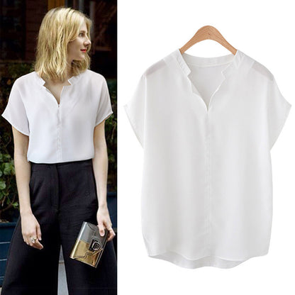 Korte Mouwen Chiffon Blouse