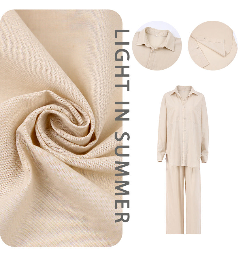 Nathalie Katoenen Zomerset — Blouse & Broek