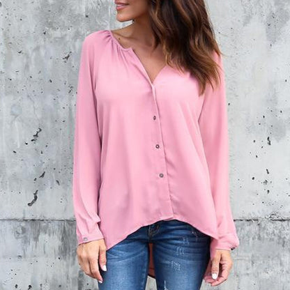 Elegante Geplooide V-hals Blouse