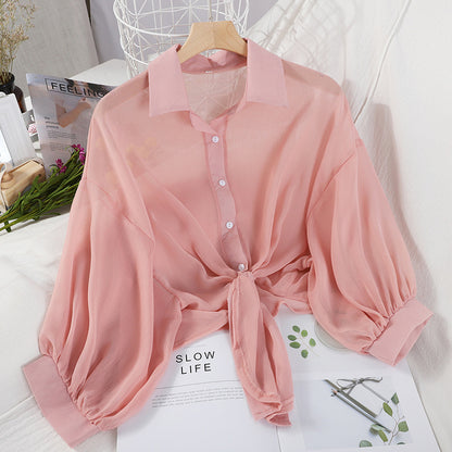 Elegante Cardigan Chiffon Blouse