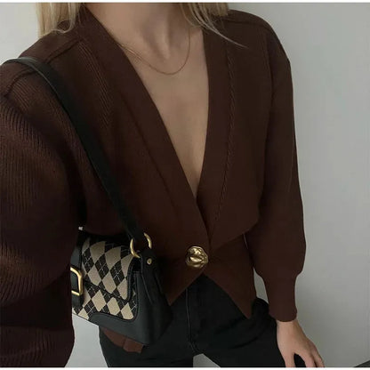 Elegante V-hals Cardigan met Knopen
