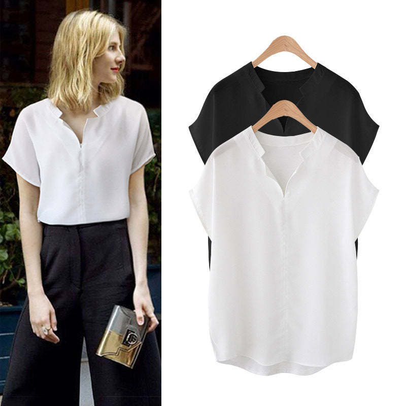 Korte Mouwen Chiffon Blouse