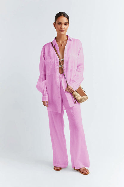 Nathalie Katoenen Zomerset — Blouse & Broek
