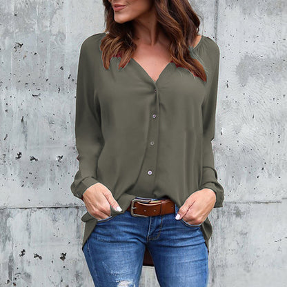 Elegante Geplooide V-hals Blouse