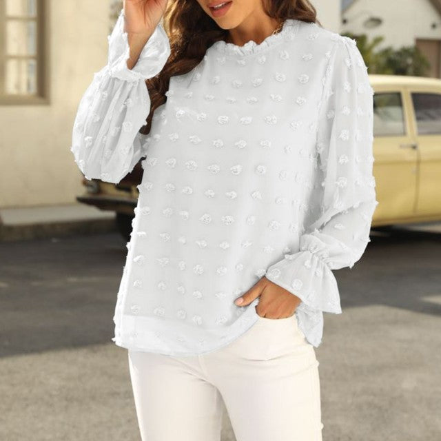 Lente Chiffon Top met Lange Mouwen