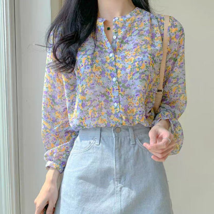 Romantische Bloemen Chiffon Blouse
