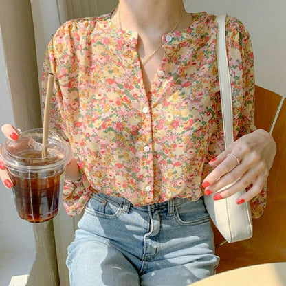 Romantische Bloemen Chiffon Blouse