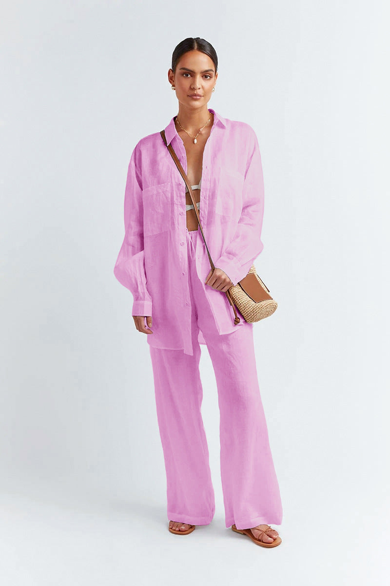 Nathalie Katoenen Zomerset — Blouse & Broek