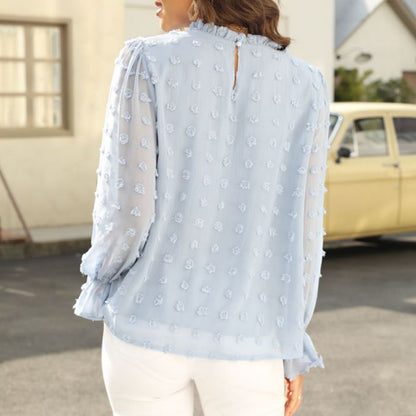 Lente Chiffon Top met Lange Mouwen