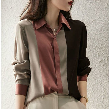 Kantoor Streep Chiffon Blouse