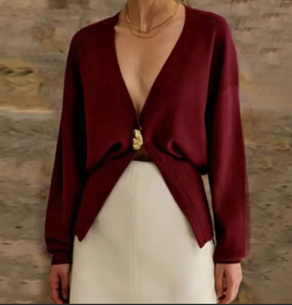 Elegante V-hals Cardigan met Knopen