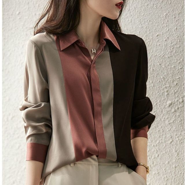 Kantoor Streep Chiffon Blouse