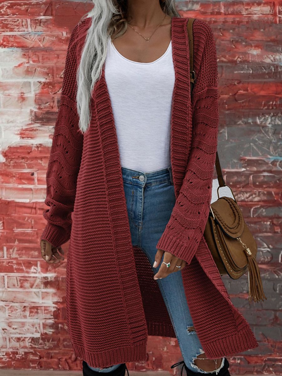 Klassieke Lange Effen Cardigan