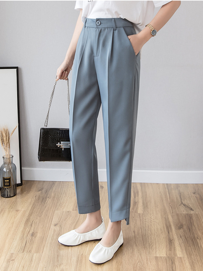 High-Waist Chiffon Cropped Broek