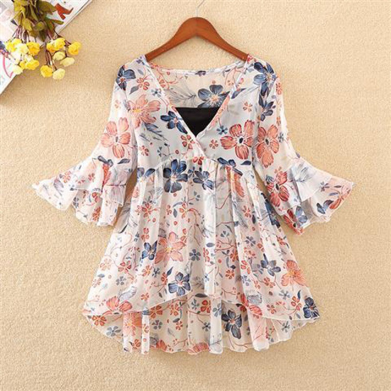 Zomer Bloemen Chiffon Blouse