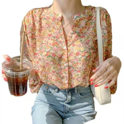 Romantische Bloemen Chiffon Blouse