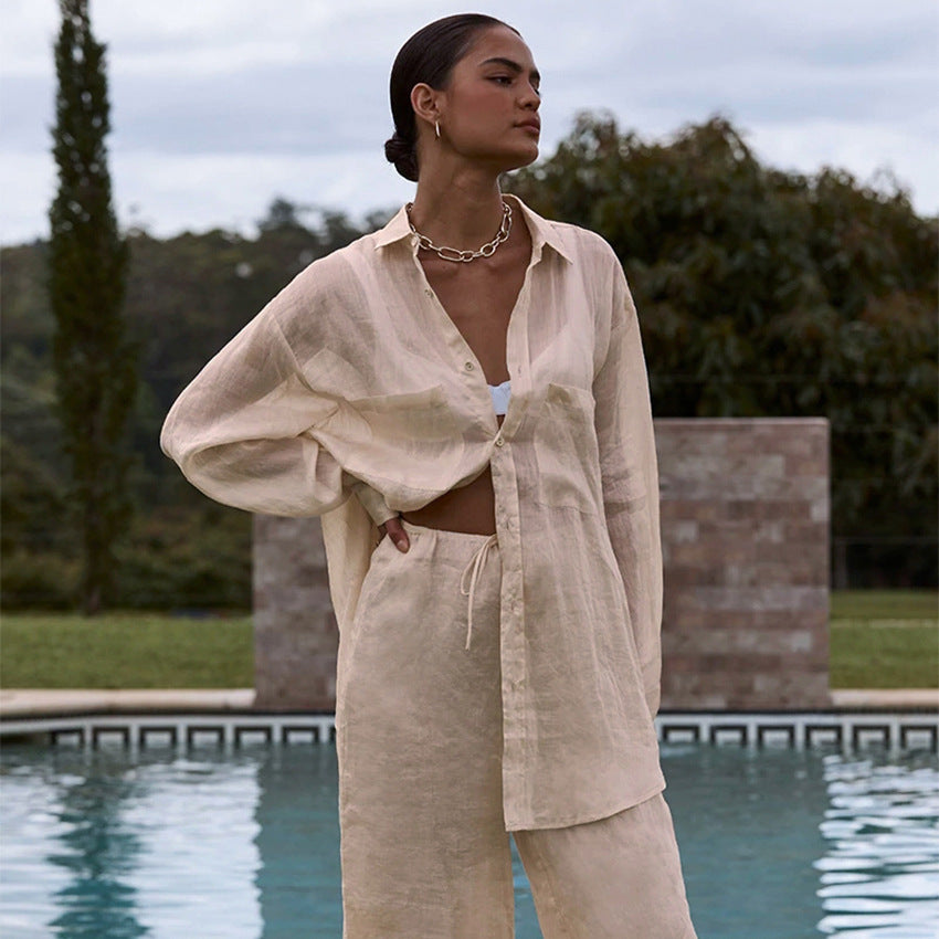 Nathalie Katoenen Zomerset — Blouse & Broek